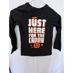 Halloween Long Sleeve Shirt Just Here For The Candy Size 8/8A Black